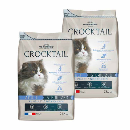  PACK DÉCOUVERTE 2X2kg -Croquettes chat - Crocktail Adult Sterilized au pouletPro-Nutrition Flatazor 1