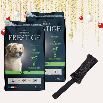 Offre spéciale pour chien - Prestige Adult 2x3kg + jouet pour chien