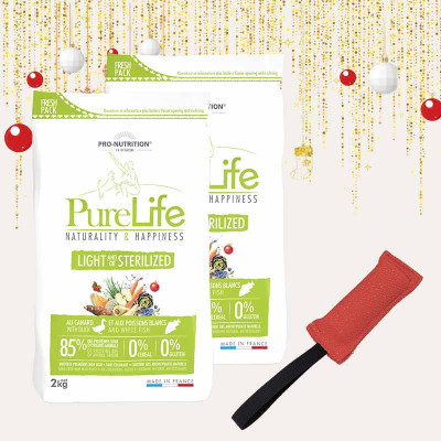 Édition spéciale pour chien - Pure Life Light and/or Sterilized 2x2kg + jouet pour chien