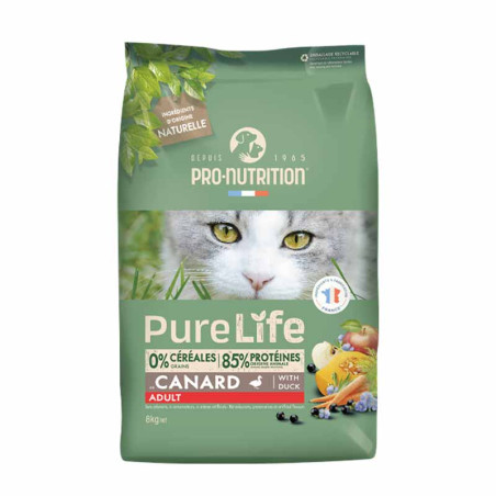  PURE LIFE  CHAT ADULT  CANARD | Croquettes sans céréales pour  chat  au canard - LOT 2x8KGPro-Nutrition Flatazor 2