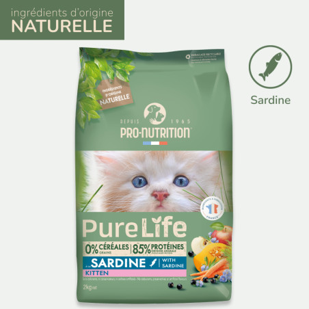  PURE LIFE CHAT KITTEN SARDINE | Croquettes sans céréales pour chaton à la sardinePro-Nutrition Flatazor 1