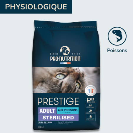  PRESTIGE CHAT ADULT AUX POISSONS STERILISED | Croquettes pour chat stérilisé aux poissonsPro-Nutrition Flatazor 1