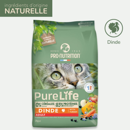  PURE LIFE CHAT ADULT  DINDE | Croquettes sans céréales pour  chat  à la dindePro-Nutrition Flatazor 1