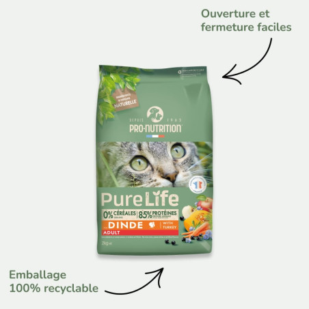  PURE LIFE CHAT ADULT  DINDE | Croquettes sans céréales pour  chat  à la dindePro-Nutrition Flatazor 7