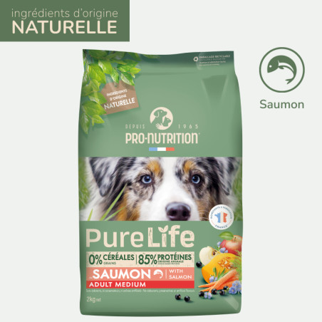  PURE LIFE  CHIEN ADULT  SAUMON | Croquettes sans céréales pour  chien  au saumon - LOT 3x12KGPro-Nutrition Flatazor 2