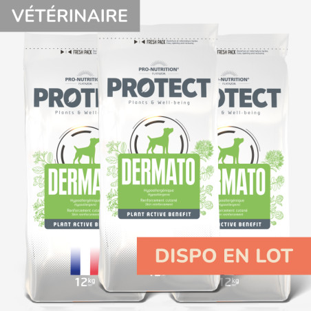  PROTECT CHIEN DERMATO - Croquettes hypoallergéniques pour chien présentant des troubles cutanés - LOT 3x12kgPro-Nutrition Flata