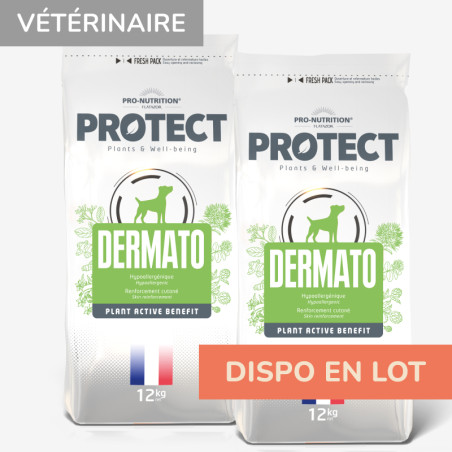  PROTECT CHIEN  DERMATO | Croquettes vétérinaires pour chien présentant des troubles cutanés - LOT 2x12kgPro-Nutrition Flatazor 