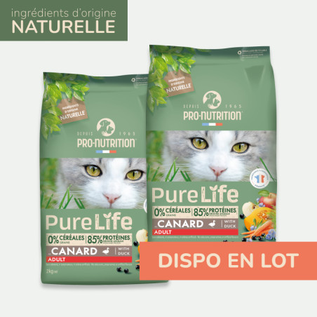  PURE LIFE CHAT ADULT  CANARD | Croquettes sans céréales pour  chat  au canard - LOT 2x2kgPro-Nutrition Flatazor 1