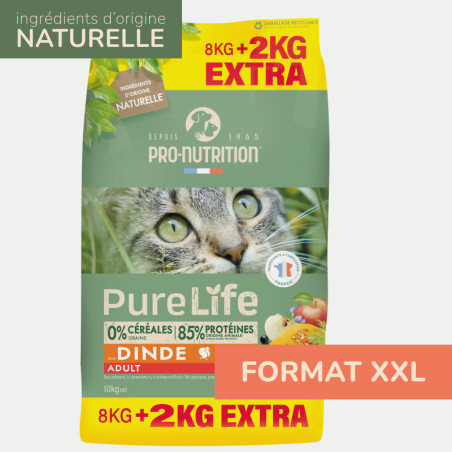  PURE LIFE  CHAT ADULT  DINDE | Croquettes sans céréales pour chat  à la dinde - 8+2kgs offertsPro-Nutrition Flatazor 1