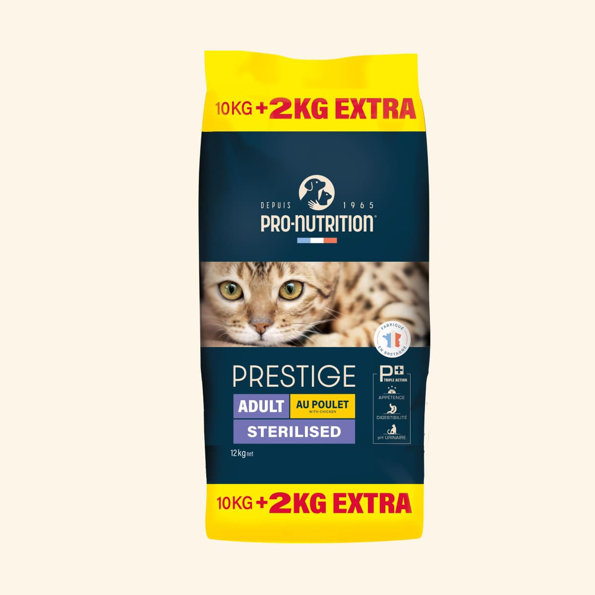 Comparer les prix de PRESTIGE CHAT ADULT AU POULET STERILISED| Croquettes pour chat stérilisé au poulet - 10+2kg offerts  - Pro Nutrition - Flatazor