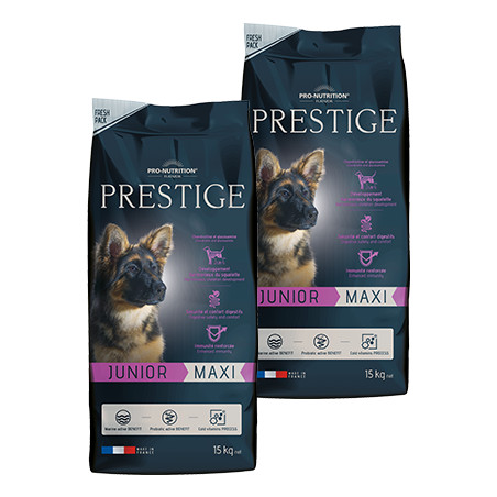 LOT 2x15kg - Croquettes chiots et jeunes chiens - Prestige Junior MaxiPro-Nutrition Flatazor 1 LOT 2x15kg - Croquettes chiots et jeunes chiens - Prestige Junior MaxiPro-Nutrition Flatazor 1