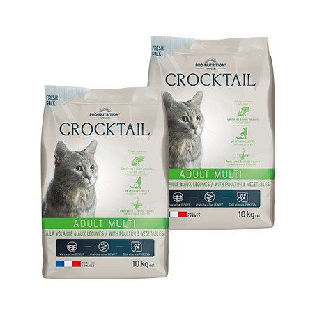  LOT 2X10kg - Croquettes chat - Crocktail Adult Multi volaille et légumesPro-Nutrition Flatazor 1