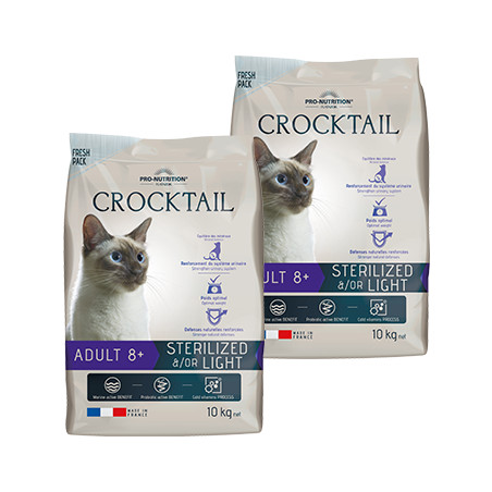  LOT 2X10kg - Crocktail Adult 8+ Light &/or SterilizedPro-Nutrition Flatazor 1