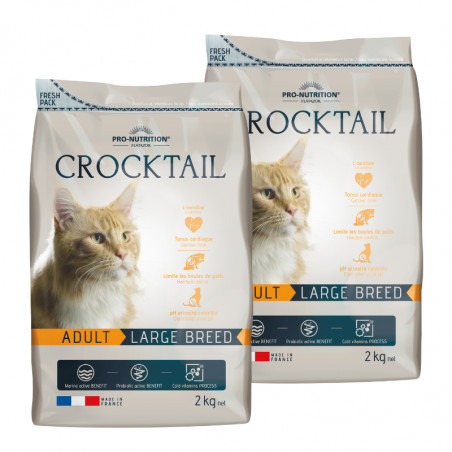  LOT 2X2kg - Croquettes chats de grande taille - Crocktail Adult Large BreedPro-Nutrition Flatazor 2