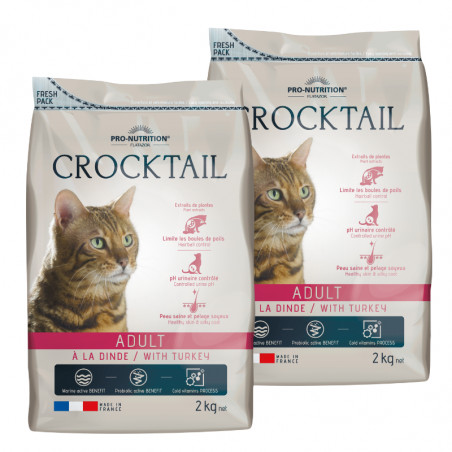  LOT 2X2kg - Croquettes chat - Crocktail Adult DindePro-Nutrition Flatazor 2