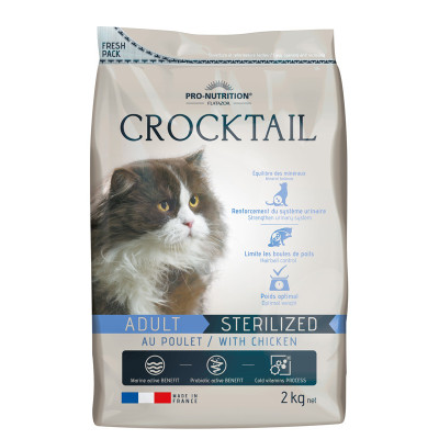 Echantillon 80gr - CROCKTAIL ADULT STERILIZED AU POULET - croquettes chat