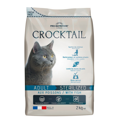 Echantillon 80gr - CROCKTAIL ADULT STERILIZED AUX POISSONS - croquettes chat