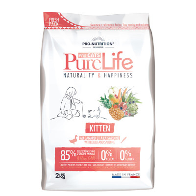 Echantillon 80gr - PURE LIFE FOR CATS KITTEN - Croquettes chaton sans céréale