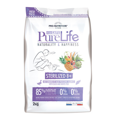 Echantillon 80gr - PURE LIFE FOR CATS STERILIZED 8+ - Croquettes chat sans céréale