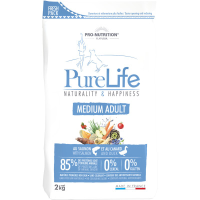 Echantillon 80gr - PURE LIFE MEDIUM ADULT - Croquettes sans céréales chien