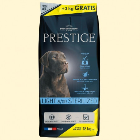  15+3Kg offerts - PRESTIGE LIGHT AND/OR STERILIZED - croquettes chienPro-Nutrition Flatazor 1